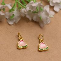 Zinc Alloy émail Pendants, alliage de zinc, pêche, Placage de couleur d'or, DIY, rose, 10x8x2.20mm, Vendu par PC