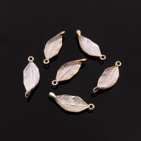 Zinklegering Leaf Hangers, Zinc Alloy, Blad, gold plated, DIY, 12x32mm, Verkocht door PC