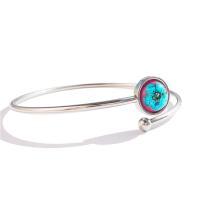 Resin Cuff Bangle with Dried Flower & Zinc Alloy platinum color plated fashion jewelry & for woman mixed colors Sold By Lot