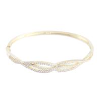 Messing Armbanden, gold plated, mode sieraden & micro pave zirconia & voor vrouw & hol, nikkel, lood en cadmium vrij, Bracelet inner diameter about 58x52mm, Verkocht door PC