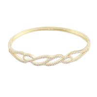 Messing Armbanden, gold plated, mode sieraden & micro pave zirconia & voor vrouw & hol, nikkel, lood en cadmium vrij, Bracelet inner diameter about 58x52mm, Verkocht door PC