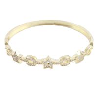 Messing Armbanden, Ster, gold plated, mode sieraden & micro pave zirconia & voor vrouw & hol, nikkel, lood en cadmium vrij, Bracelet inner diameter about 58x52mm, Verkocht door PC