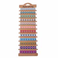 Cadeia de pulseiras de tecido, Acessórios de corda de algodão, with papel, Ajustável & joias de moda & unissex, cores misturadas, comprimento Aprox 18 cm, 12PCs/Defina, vendido por Defina