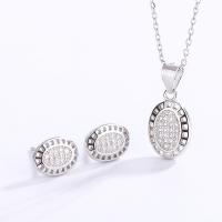 925 Sterling Silver Biżuteria Komplety, Kolczyk & naszyjnik, 925 Srebro, ze 1.18inch przedłużeniami łańcuszka, biżuteria moda & różne style do wyboru & mikro utorować cyrkonia & dla kobiety, bez zawartości niklu, ołowiu i kadmu, długość około 16.53 cal, sprzedane przez Ustaw