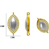 Boze oog Connector, Messing, gold plated, mode sieraden & DIY & micro pave zirconia & glazuur, twee verschillende gekleurde, 20x15mm, Verkocht door PC