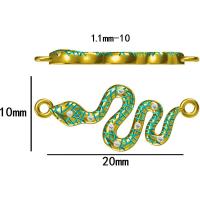 Conector de Micro Pavé de Zirconía Cúbica en Latón, metal, Serpiente, chapado en color dorado, Joyería & Bricolaje & micro arcilla de zirconia cúbica, dorado, 20x15mm, Vendido por UD