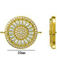 Evil Eye Connector Brass gold color plated fashion jewelry & DIY & micro pave cubic zirconia multi-colored 15mm Sold By PC