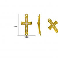 Ciúbach Zirconia Micrimhilseogra réiteodh nascóirí Prás, Cross, dath an óir plated, jewelry faisin & DIY & micrea réiteach zirconia ciúbach, órga, 20x15mm, Díolta De réir PC