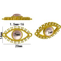 Nascóirí Eye olc, Prás, dath an óir plated, DIY & micrea réiteach zirconia ciúbach, il-daite, 20x15mm, Díolta De réir PC