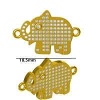 Messing hanger met micro-paved kubieke zirconia's, Olifant, gold plated, mode sieraden & DIY & micro pave zirconia, gouden, 20x15mm, Verkocht door PC