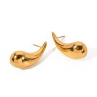 Cruach dhosmálta Graí Earrings, 304 Cruach dhosmálta, 18K ór plátáilte, jewelry faisin & do bhean, órga, 30x12mm, Díolta De réir Péire