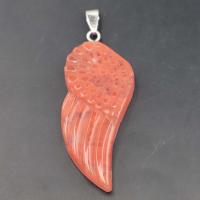 Gemstone Vedhæng Smykker, Natursten, med 304 rustfrit stål, Wing Shape, du kan DIY & forskellige materialer til valg, flere farver til valg, 52x24x7mm, Solgt af PC