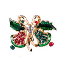 Kerst Broches, Zinc Alloy, Christmas Bell, gold plated, Kerstontwerp & glazuur & met strass, gemengde kleuren, 45x37mm, Verkocht door PC