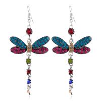 Sinc Alloy Earrings, Dragonfly, dath airgid plated, jewelry faisin & do bhean & le rhinestone, dathanna níos mó le haghaidh rogha, 42x92mm, Díolta De réir Péire