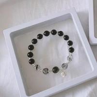 Bráisléid gemstone, Obsidian, jewelry faisin & unisex, Fad Thart 21 cm, Díolta De réir PC