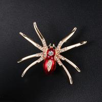 Zinklegering broches, Zinc Alloy, Spin, gold plated, glazuur & met strass, rood, 50x40mm, Verkocht door PC