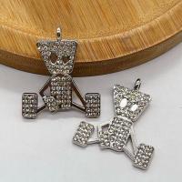 Sinc Alloy Rhinestone Pendants, dath airgid plated, DIY & le rhinestone, 37x31mm, Díolta De réir PC