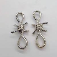 Bijoux boucles d'oreilles, alliage de zinc, Placage de couleur argentée, DIY, 20x45mm, Vendu par PC