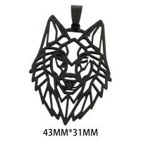 Rustfrit stål Animal Pendler, 304 rustfrit stål, Wolf, forgyldt, du kan DIY, flere farver til valg, 43x31x1.50mm, Hole:Ca. 3.5mm, Solgt af PC