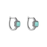 925 sterline d'argento orecchino a sostegno, with turchese, Vintage & per la donna, turquoise size 3.8x3.9mm, Venduto da coppia