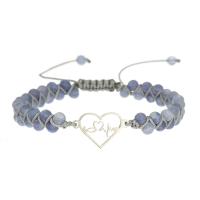 Braccialetti in cristallo naturale, charoite, with Cordone di nodi & 304 acciaio inox, Cuore, Regolabile & gioielli di moda & unisex & cavo, viola chiaro, Venduto da PC