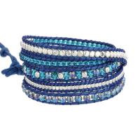 Kristal armbanden, met Seedbead & Wax & Messing & Zinc Alloy, Plein, silver plated, mode sieraden & multilayer & uniseks, gemengde kleuren, Lengte Ca 85 cm, Verkocht door PC