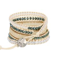 Braccialetti Woven Ball ematite, with magnesite & corda di cera & cristallo & lega in zinco, Cerchio, placcato color argento, gioielli di moda & multistrato & unisex, colori misti, Lunghezza Appross. 85 cm, Venduto da PC