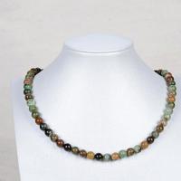 Halskettingen met edelstenen, Green Opal, Ronde, gepolijst, mode sieraden & verschillende grootte voor keus & voor vrouw, gemengde kleuren, Lengte Ca 38 cm, Verkocht door PC