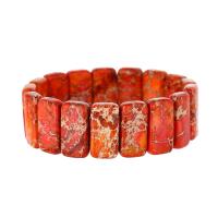 Edelstein Armbänder, Impression Jaspis, Rechteck, Modeschmuck & unisex, rote Orange, Länge ca. 18 cm, verkauft von PC