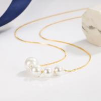 Sterling Silver Κολιέ, 925 ασημένιο ασήμι, με Shell Pearl, με 1.97inch επεκτατικού αλυσίδας, επιχρυσωμένο, κοσμήματα μόδας & για τη γυναίκα, περισσότερα χρώματα για την επιλογή, νικέλιο, μόλυβδο και κάδμιο ελεύθεροι, Μήκος Περίπου 15.74 inch, Sold Με PC