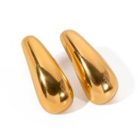 Stainless Steel Stud Earrings 304 Stainless Steel 18K gold plated fashion jewelry & for woman golden Sold By Pair