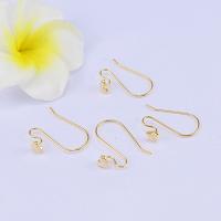 Brass Hook earwire, Sárgaréz, arany színű aranyozott, DIY, nikkel, ólom és kadmium mentes, 6x9mm, Által értékesített PC