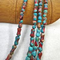 Edelsteen Sieraden Kralen, Indruk Jasper, Bot, DIY, blauw, 5x12mm, Per verkocht Ca 38 cm Strand