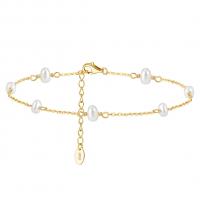 Fashion Sterling Silver Anklet 925 Sterling Silver with Freshwater Pearl with 5CM extender chain plated for woman Length Approx 21.5 cm Sold By PC