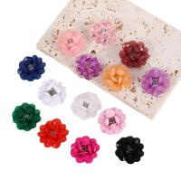 Accessoires pour cheveux résultats bricolage, alliage de zinc, avec cristal, fleur, envoyé au hasard & DIY, couleurs mélangées, 31mm, Vendu par PC