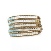 Bracelets de pierres précieuses, Pierre naturelle, avec corde de cire & alliage de zinc, Rond, Placage de couleur argentée, bijoux de mode & multicouche & unisexe, couleurs mélangées, Longueur Environ 85 cm, Vendu par PC