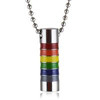 Collier d'acier titane, pilier, bijoux de mode & unisexe & styles différents pour le choix & émail, plus de couleurs à choisir, 10x33mm, Longueur Environ 50 cm, Vendu par PC