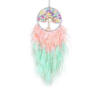 Moda Dreamcatcher, pluma, con cordón de cuero & Plástico & metal & fundición, Árbol de la vida, hecho a mano, para el hogar y la oficina, color mixto, 650mm, Vendido por UD