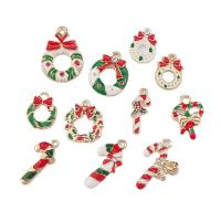 Zinc Alloy Christmas Pendants gold color plated & Christmas Design & DIY & enamel nickel lead & cadmium free Sold By Bag