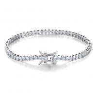 925 Sterling Silver Bangle Bracelet plated Unisex & micro pave cubic zirconia silver color Sold By PC