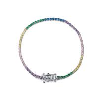 Pulseras de Plata Estelina, plata de ley 925, chapado, micro arcilla de zirconia cúbica & para mujer, multicolor, longitud aproximado 16.5 cm, Vendido por UD