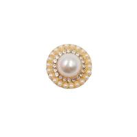 Haaraccessoires DIY bevindingen, Zinc Alloy, met Plastic Pearl, Ronde, gold plated, met strass, 20x20mm, Verkocht door PC