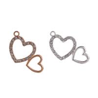 Zinc Alloy Heart Pendler, forgyldt, du kan DIY & med rhinestone & hule, flere farver til valg, 25x16mm, Solgt af PC