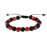 Bracelets de pierres précieuses, lave volcanique, avec Cordon de noeud & cristal, cadre, Réglable & bijoux de mode & unisexe, plus de couleurs à choisir, Longueur Environ 16 cm, Vendu par PC