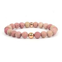 Gemstone Bracelets Natural Stone with Hematite Round plated fashion jewelry & Unisex & frosted 8mm Length Approx 18 cm Sold By PC