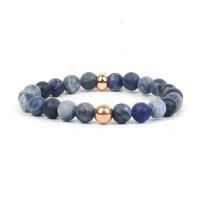 Edelsteen armbanden, Natuursteen, met Hematiet, Ronde, plated, mode sieraden & verschillende materialen voor de keuze & uniseks & frosted, meer kleuren voor de keuze, 8mm, Lengte Ca 18 cm, Verkocht door PC