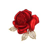 Cubic Zirconia Spilla, ottone, Rose, 14K pieno d'oro, vernice di essiccamento & Micro spianare cubic zirconia & per la donna, rosso, assenza di nichel,piombo&cadmio, Venduto da PC