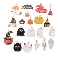 Moda Halloween Privjesak, Cink Alloy, zlatna boja pozlaćen, Dizajn za Noć vještica & Drugačiji oblik izbora & možete DIY & emajl, više boja za izbor, 10pramenovi/Torba, Prodano By Torba