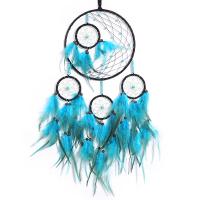 Mode Dreamcatcher, Veer, met Katoen draad & Hout & Plastic & Ijzer, handgemaakt, voor thuis en op kantoor & verschillende stijlen voor de keuze, blauw, 650mm, Verkocht door PC