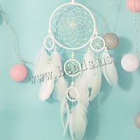 Moda Dreamcatcher, pluma, con cordón de cuero & Plástico & fundición, hecho a mano, para el hogar y la oficina & diferentes estilos para la opción, Blanco, 750mm, Vendido por UD